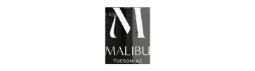 The image shows a sign with a large letter "M" above the word "Malibu" and the location "Tucson, AZ" below.